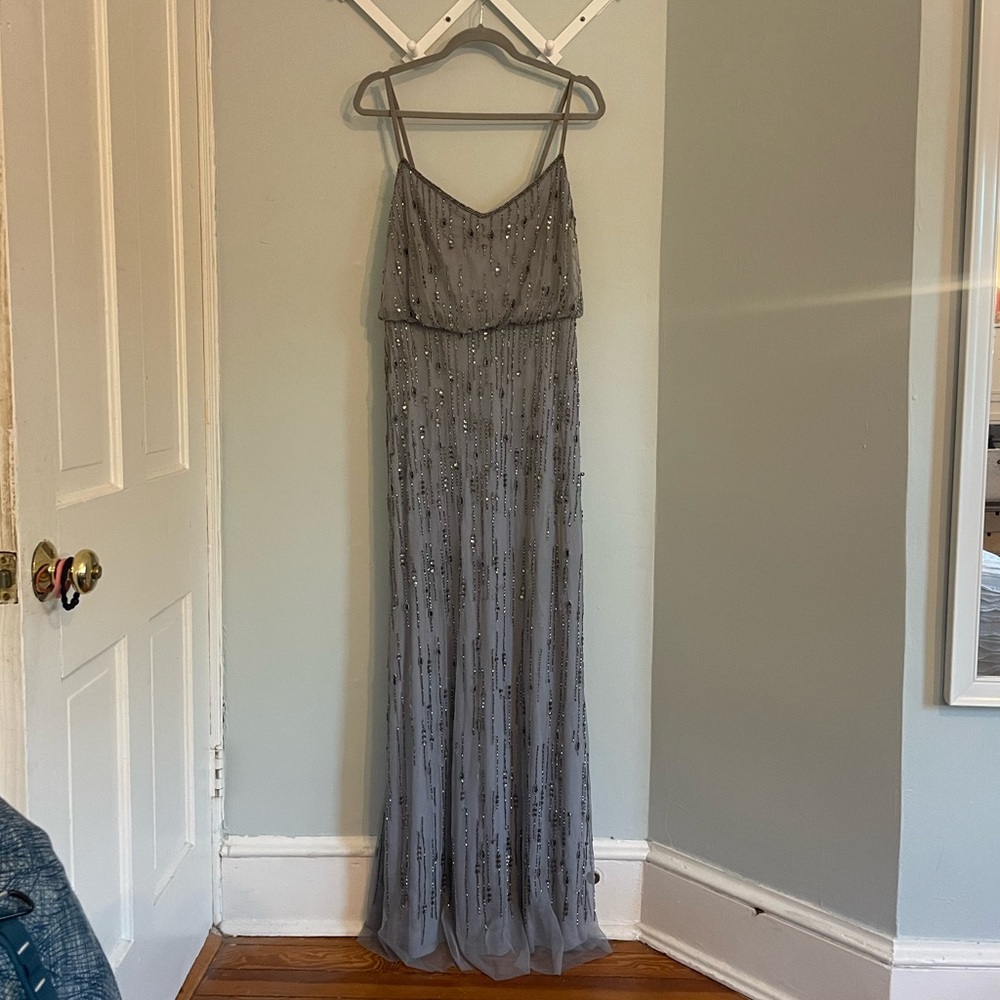 Adrianna Papell floor length beaded evening gown